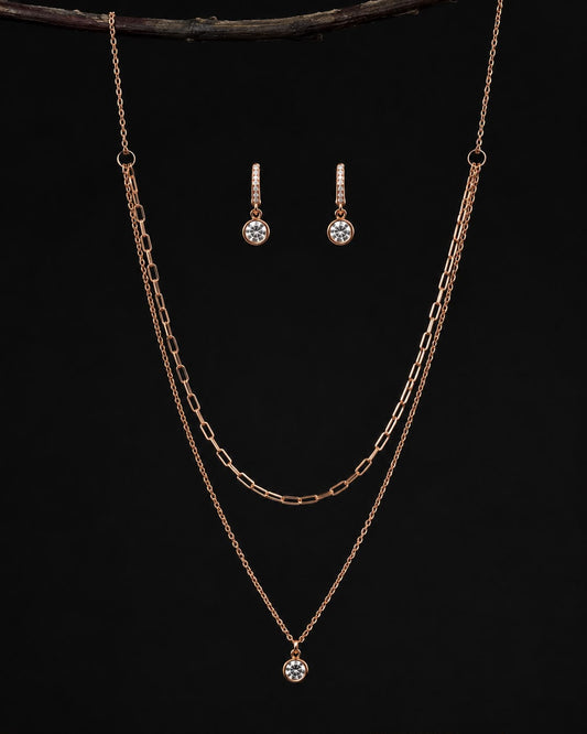 Rosé Lumière Layered Necklace Set | 925 Sterling Silver | Veera Aabha