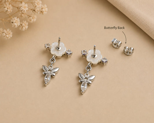 Blossom Flutter Drop Earrings | 925 Sterling Silver | Veera Aabha