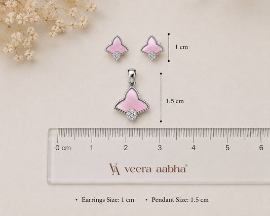 Blush Petal 925 Sterling Silver Pendant Set by Veera Aabha