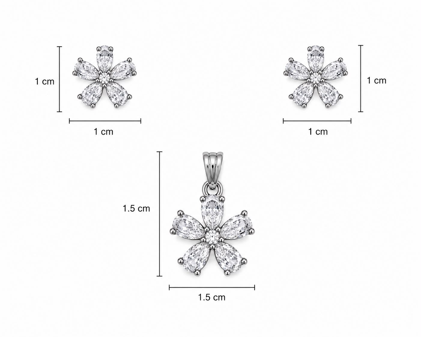Blossom Brilliance 925 Sterling Silver Pendant Set by Veera Aabha