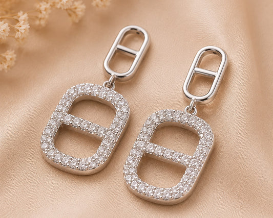 Lumière Pavé Link Earrings | 925 Sterling Silver | Veera Aabha