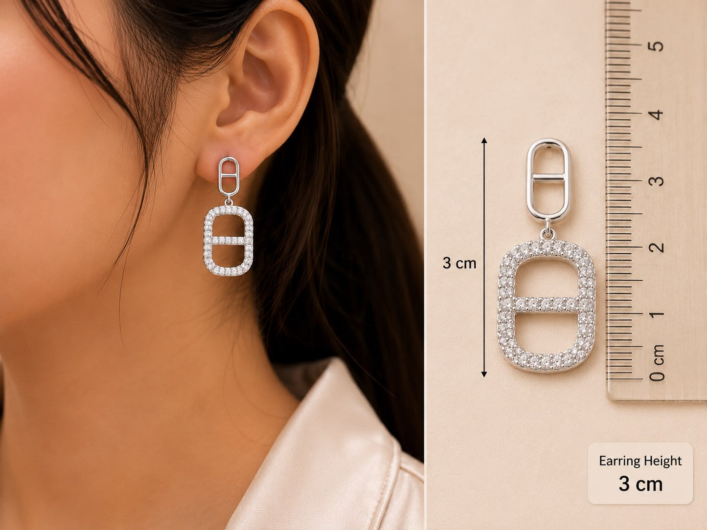 Lumière Pavé Link Earrings | 925 Sterling Silver | Veera Aabha