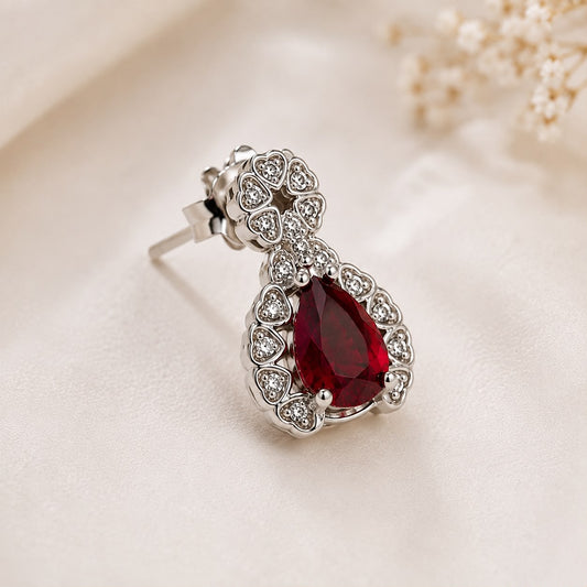Ruby Royale Teardrop Earrings | 925 Sterling Silver | Veera Aabha