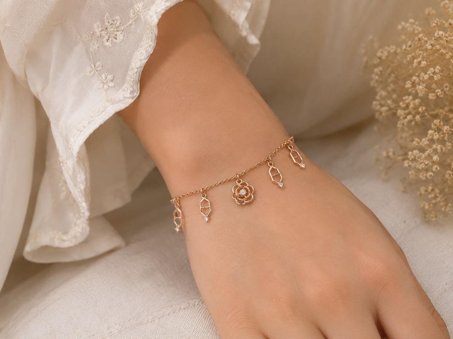 Bloom & Brilliance Charm Bracelet | 925 Sterling Silver | Veera Aabha
