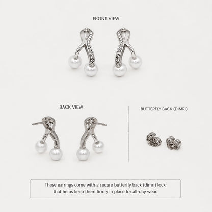 Pearl Cascade Earrings Set | 925 Sterling Silver | Veera Aabha