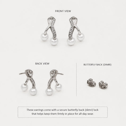 Pearl Cascade Earrings Set | 925 Sterling Silver | Veera Aabha