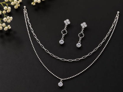 Midnight Clover Layered Necklace Set | 925 Sterling Silver | Veera Aabha
