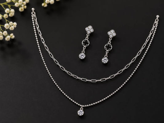 Midnight Clover Layered Necklace Set | 925 Sterling Silver | Veera Aabha