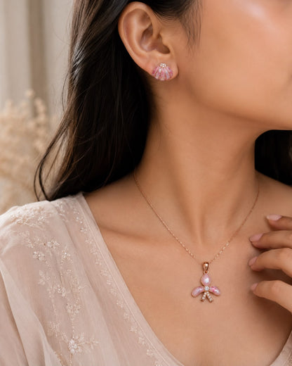 Blush Bloom 925 Sterling Silver Pendant Set by Veera Aabha