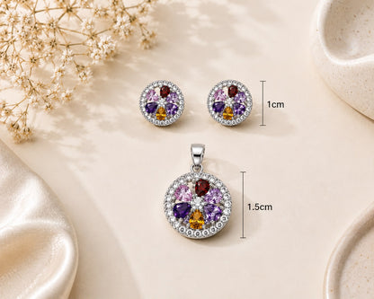 Harmony Bloom 925 Sterling Silver Pendant Set by Veera Aabha
