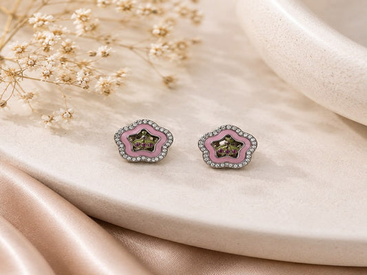 Royal Blossom Crown 925 Sterling Silver Pendant Set by Veera Aabha
