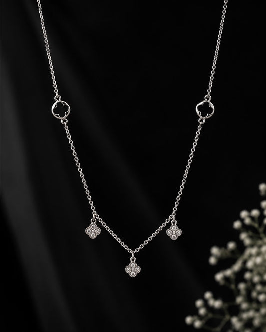 Noir Clover Charm Necklace | 925 Sterling Silver | Veera Aabha