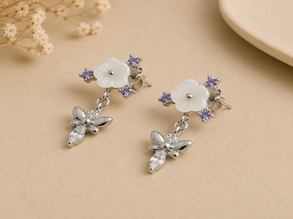 Blossom Flutter Drop Earrings | 925 Sterling Silver | Veera Aabha