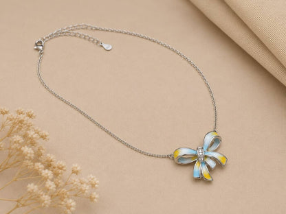 Pastel Bow Charm Necklace | 925 Sterling Silver | Veera Aabha