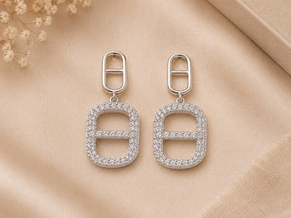 Lumière Pavé Link Earrings | 925 Sterling Silver | Veera Aabha