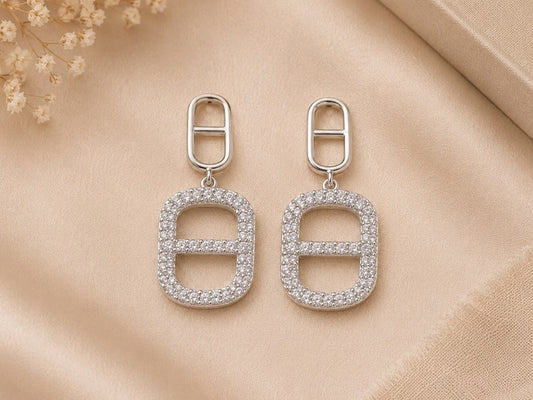 Lumière Pavé Link Earrings | 925 Sterling Silver | Veera Aabha