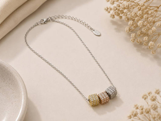 Trinity Luxe Barrel Necklace | 925 Sterling Silver | Veera Aabha