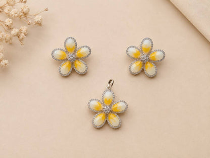 Sunlit Blossom Pendant Set | 925 Sterling Silver | Veera Aabha