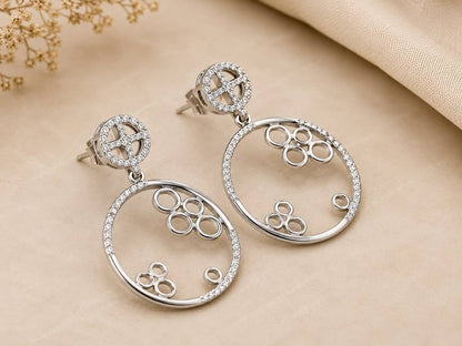 Celeste Orbit Drop Earrings | 925 Sterling Silver | Veera Aabha