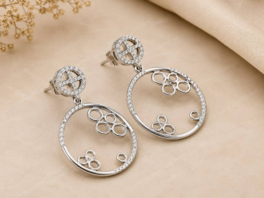 Celeste Orbit Drop Earrings | 925 Sterling Silver | Veera Aabha