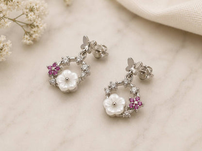 Floral Wreath Drop Earrings | 925 Sterling Silver | Veera Aabha