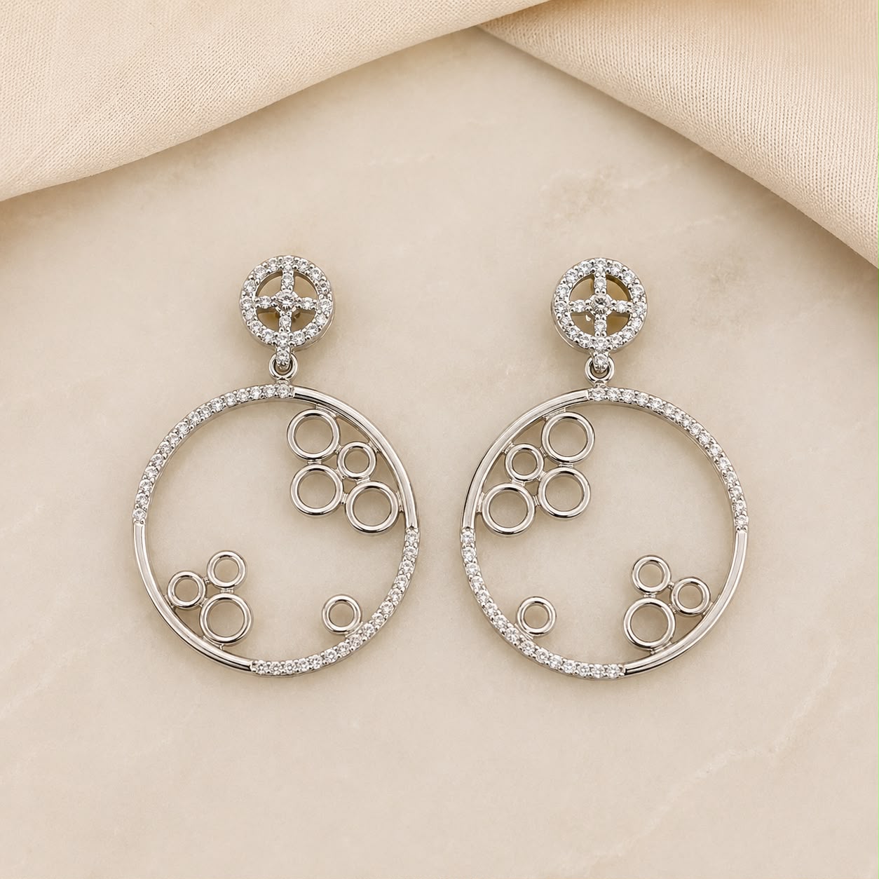 Celeste Orbit Drop Earrings | 925 Sterling Silver | Veera Aabha