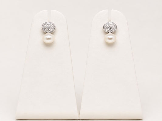 Celeste Pearl Stud Earrings | 925 Sterling Silver | Veera Aabha