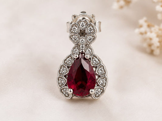 Ruby Royale Teardrop Earrings | 925 Sterling Silver | Veera Aabha