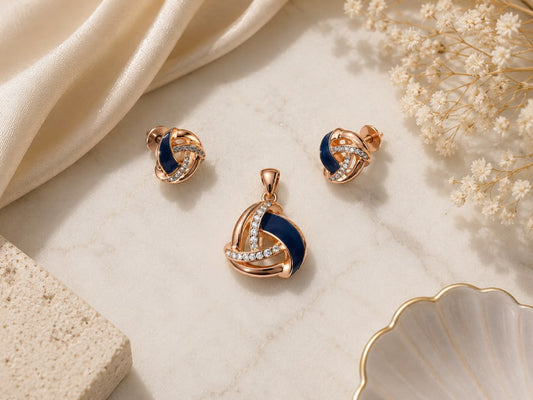 Midnight Elegance 925 Sterling Silver Pendant Set by Veera Aabha