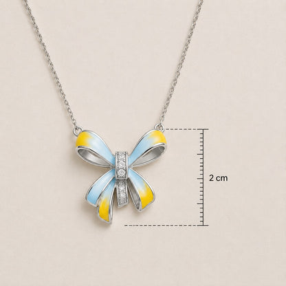 Pastel Bow Charm Necklace | 925 Sterling Silver | Veera Aabha