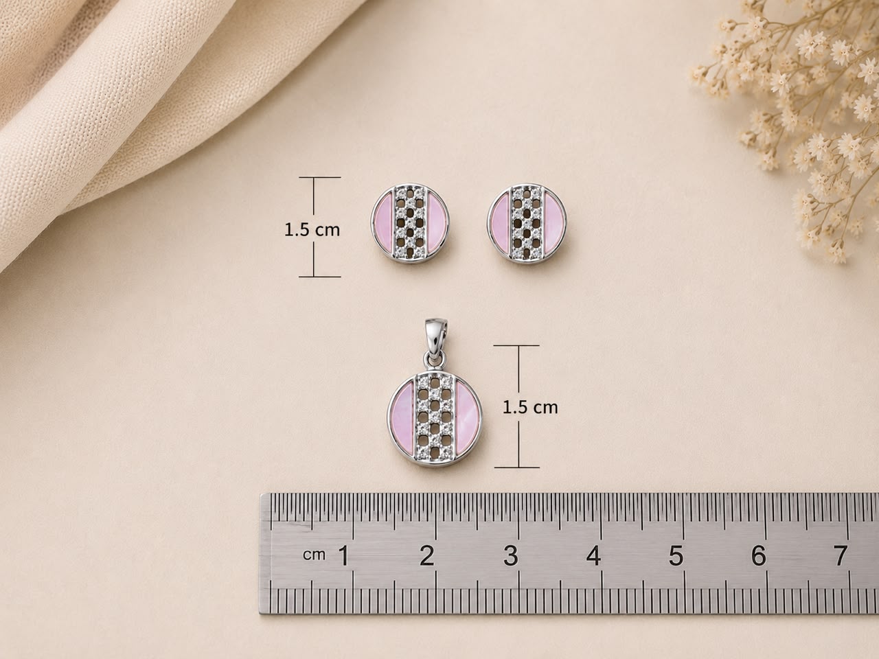 Blush Radiance Pendant Set | 925 Sterling Silver | Veera Aabha