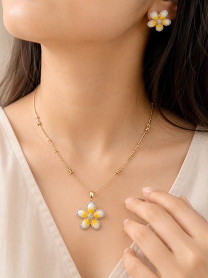 Sunlit Blossom Pendant Set | 925 Sterling Silver | Veera Aabha