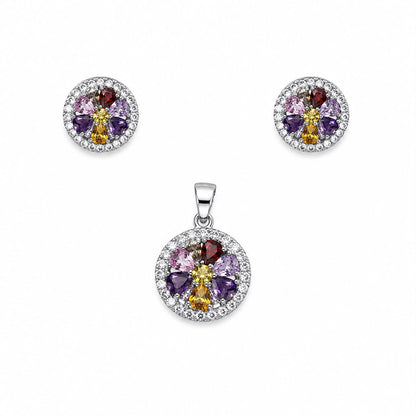 Harmony Bloom 925 Sterling Silver Pendant Set by Veera Aabha
