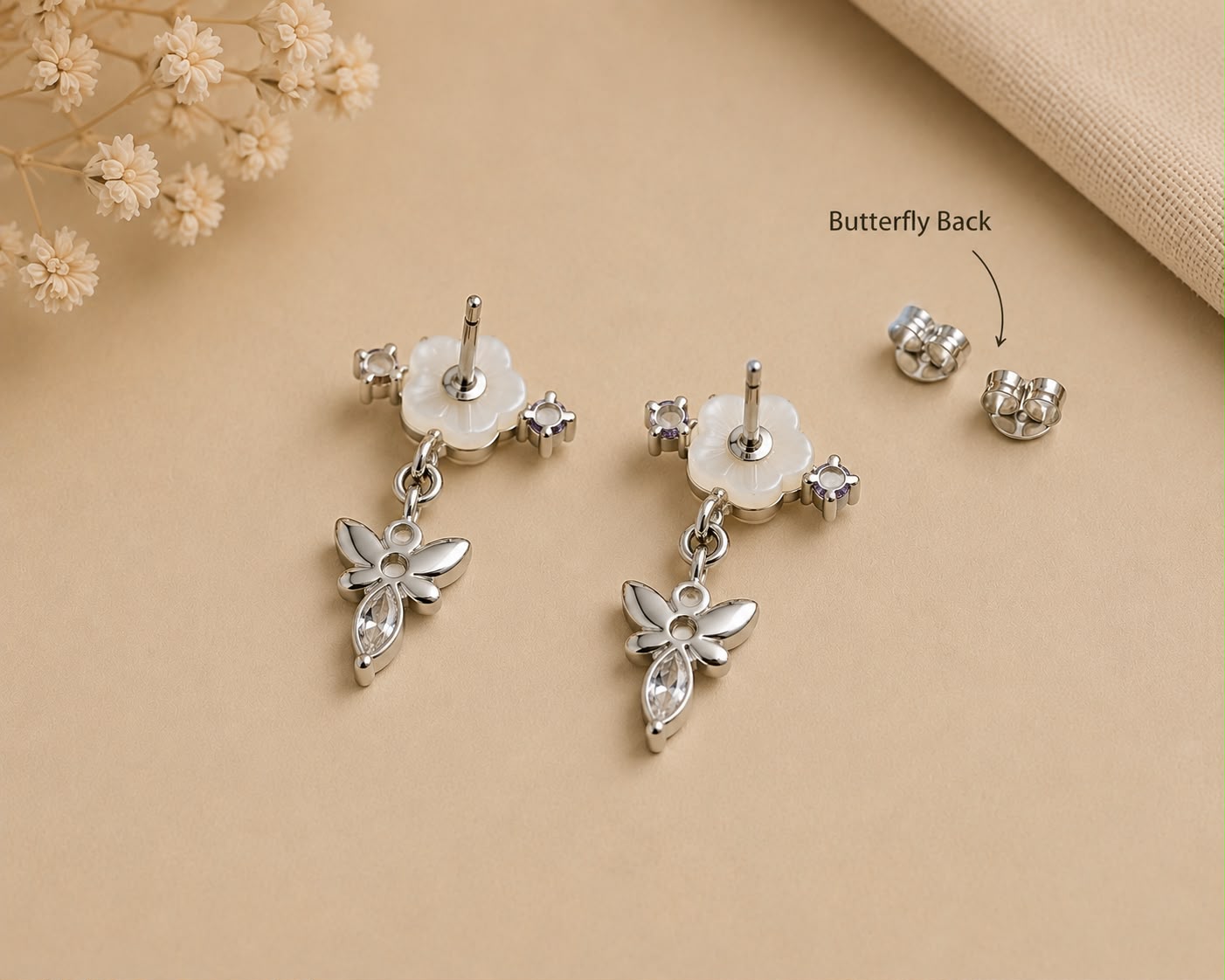Blossom Flutter Drop Earrings | 925 Sterling Silver | Veera Aabha