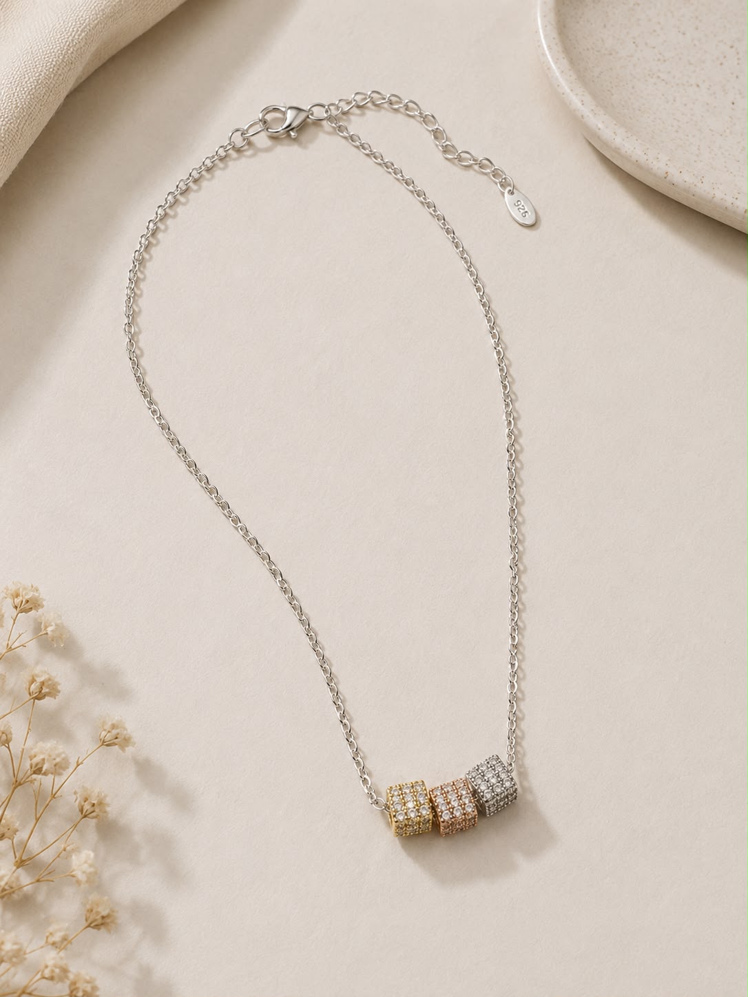 Trinity Luxe Barrel Necklace | 925 Sterling Silver | Veera Aabha