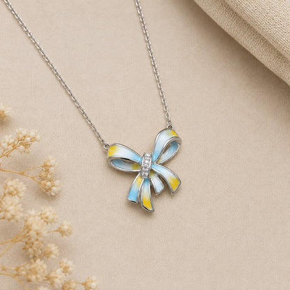 Pastel Bow Charm Necklace | 925 Sterling Silver | Veera Aabha