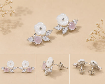 Blush Blossom Stud Earrings | 925 Sterling Silver | Veera Aabha