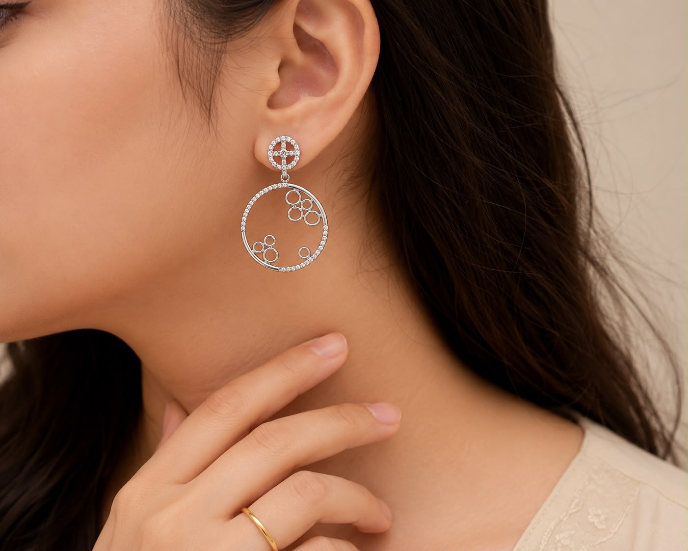 Celeste Orbit Drop Earrings | 925 Sterling Silver | Veera Aabha