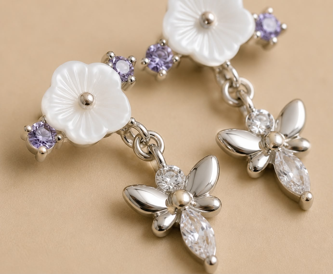Blossom Flutter Drop Earrings | 925 Sterling Silver | Veera Aabha