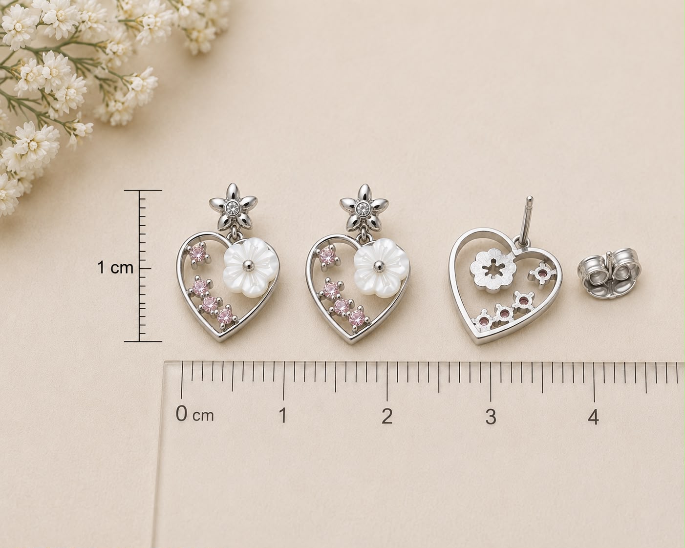 Blooming Heart Drop Earrings | 925 Sterling Silver | Veera Aabha