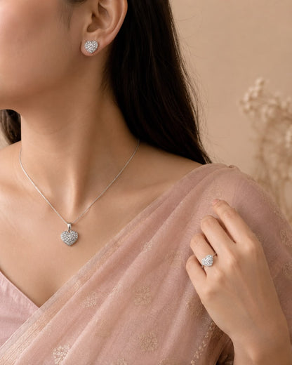 Eternal Spark Heart Pendant Set