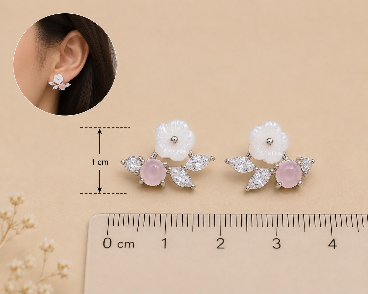Blush Blossom Stud Earrings | 925 Sterling Silver | Veera Aabha