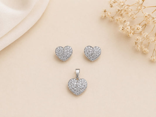Eternal Spark Heart Pendant Set
