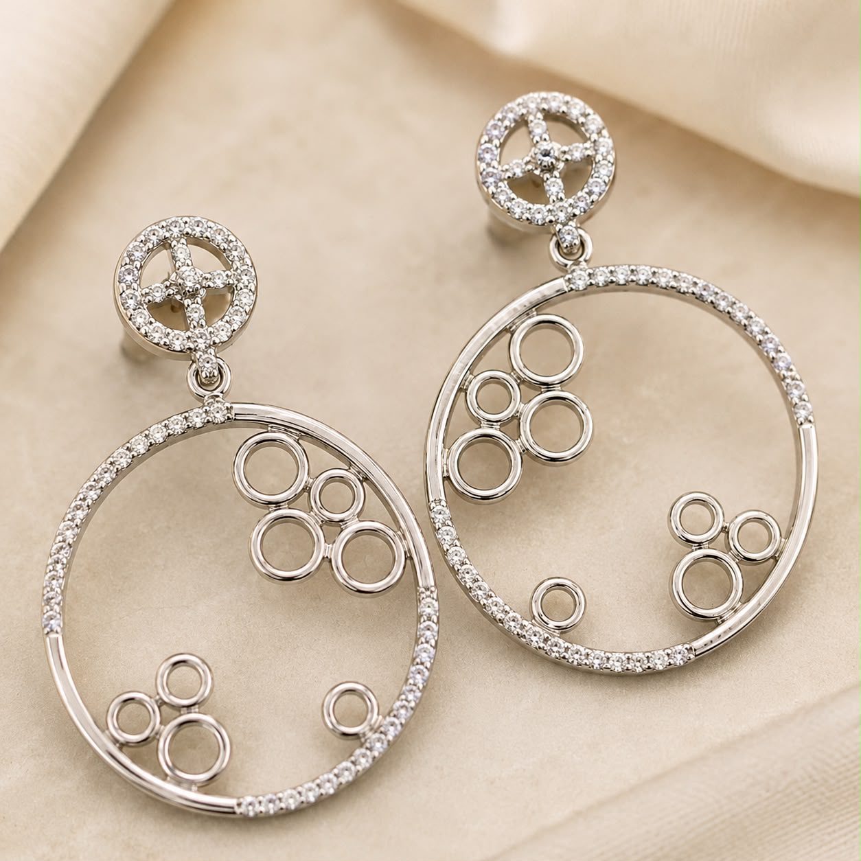 Celeste Orbit Drop Earrings | 925 Sterling Silver | Veera Aabha