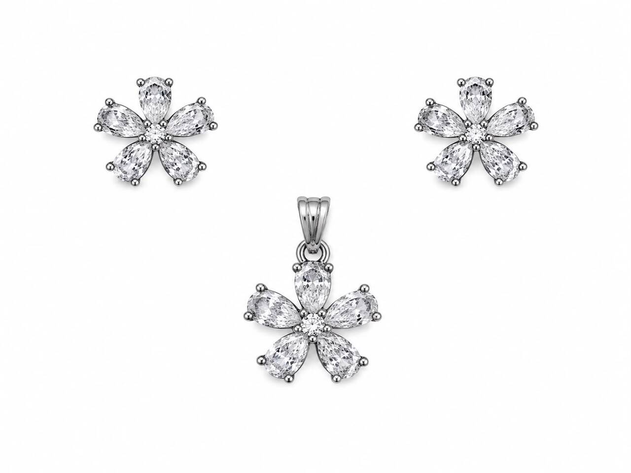 Blossom Brilliance 925 Sterling Silver Pendant Set by Veera Aabha