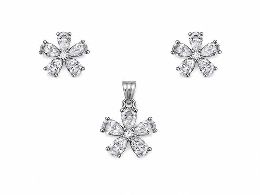 Blossom Brilliance 925 Sterling Silver Pendant Set by Veera Aabha