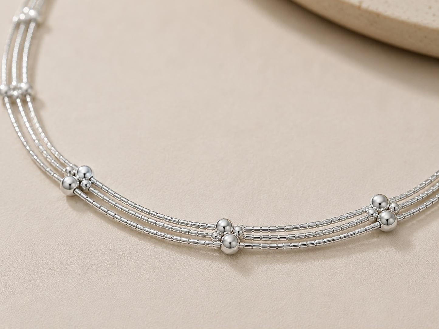 Celeste Beaded Silver Necklace | Veera Aabha