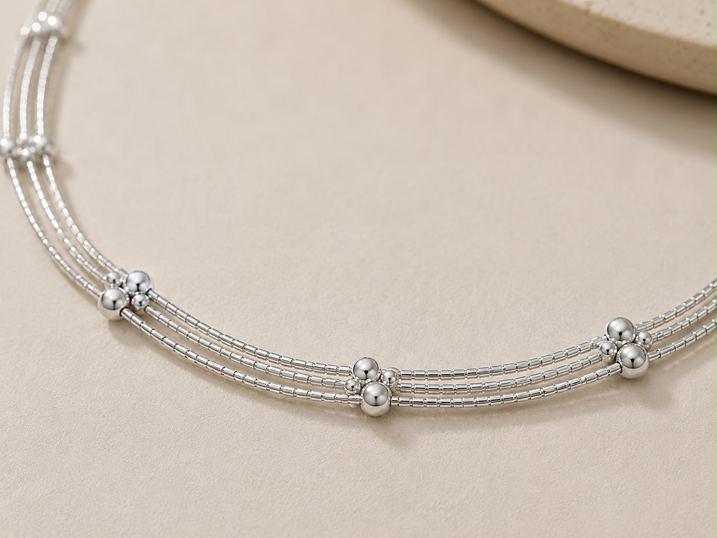 Celeste Beaded Silver Necklace | Veera Aabha