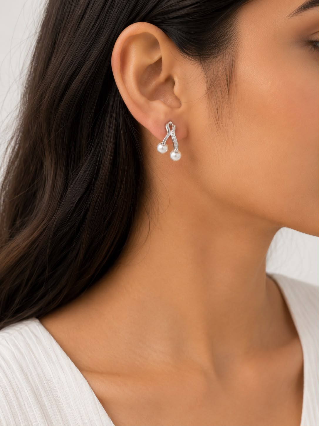 Pearl Cascade Earrings Set | 925 Sterling Silver | Veera Aabha
