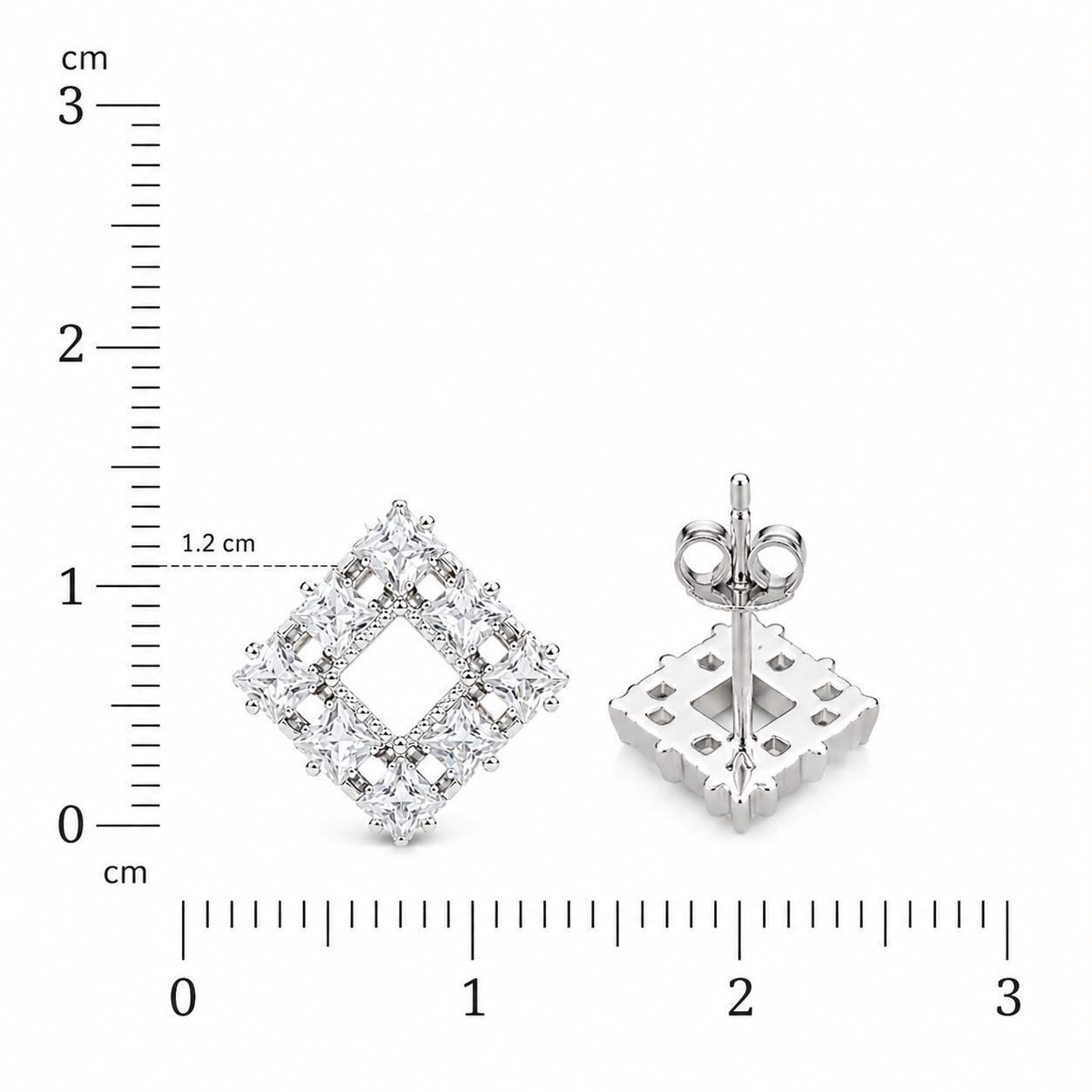 Celestial Square Halo Stud Earrings | 925 Sterling Silver | Veera Aabha